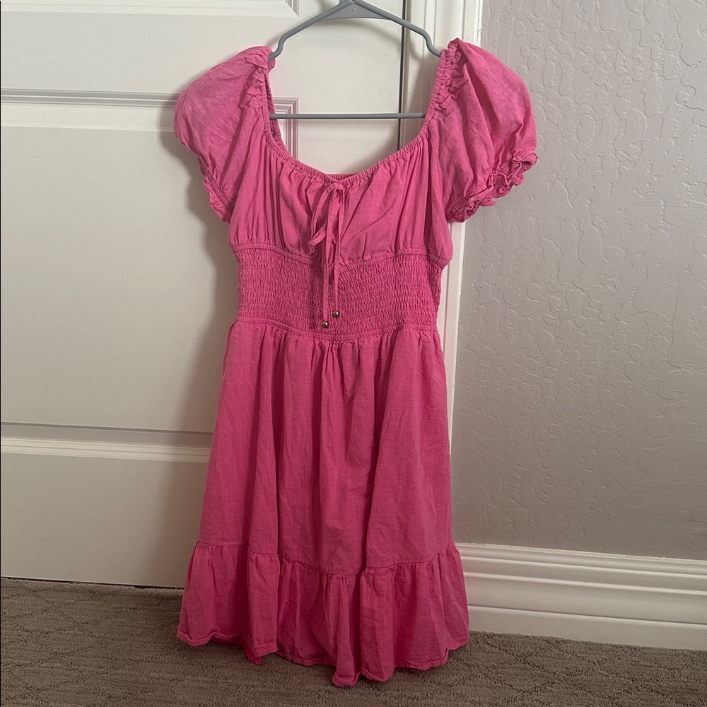 Pink Puff Sleeve Dress